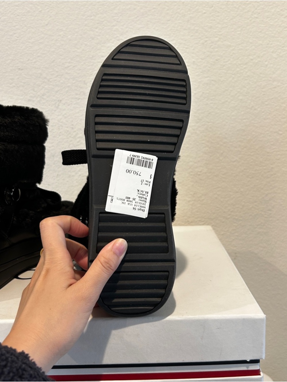 NIB Moncler Women Insolux Faux Fur Trim Snow Boot Black, Size 36.5, Retail $750 - Picture 7 of 9